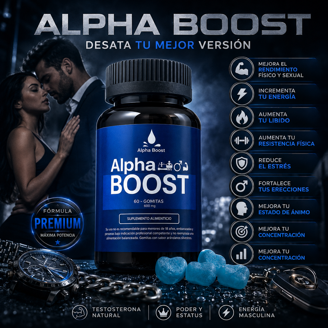 Alpha Boost™- Mejora el rendimiento físico y sexual.